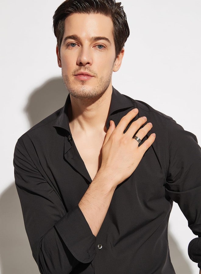 Greenpod 8mm Tungsten Carbide Ring for Men Silver Matte Finish Center Stepped Edges Wedding Band Comfort Fit Size 10 - Image 5